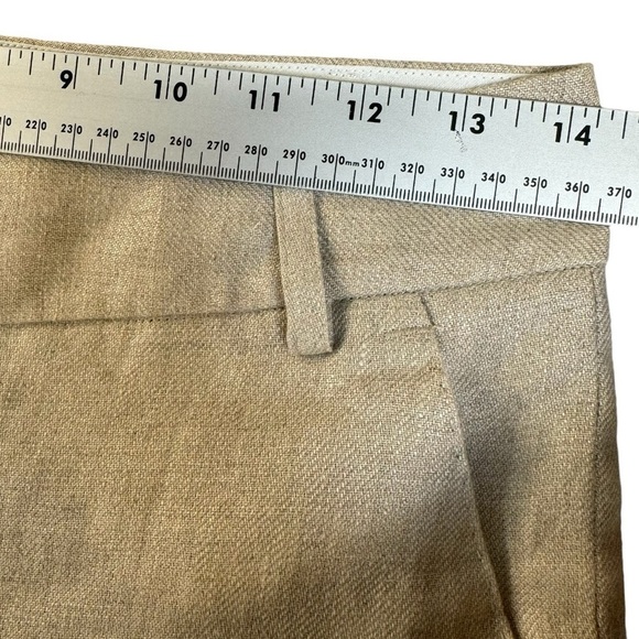 Sandra Angelozzi Wide Leg Tan Linen Trouser Pants Womens Size 32 - Picture 3 of 6